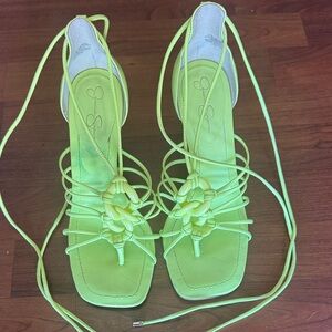 Jessica Simpson Neon Lime Lace-Up Strappy Sandals